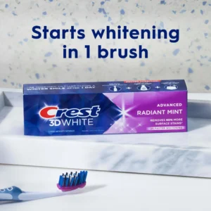 Crest 3D White Advanced Teeth Whitening Toothpaste, Radiant Mint, 3.3 oz, 3 Pack